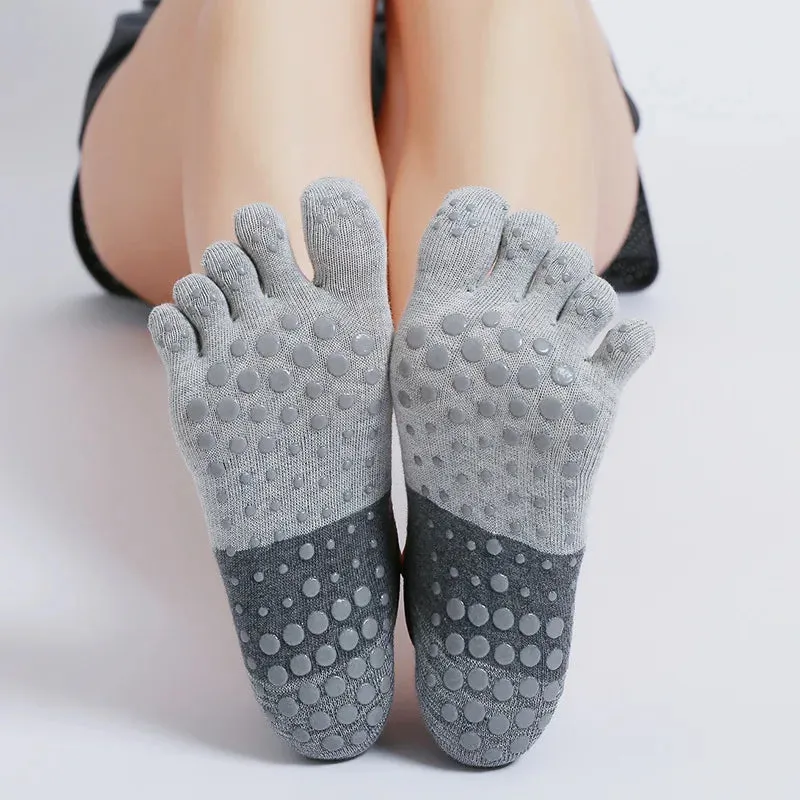 Women's Non-Slip Yoga Socks – Breathable, Five-Toed Cotton Socks for Pilates