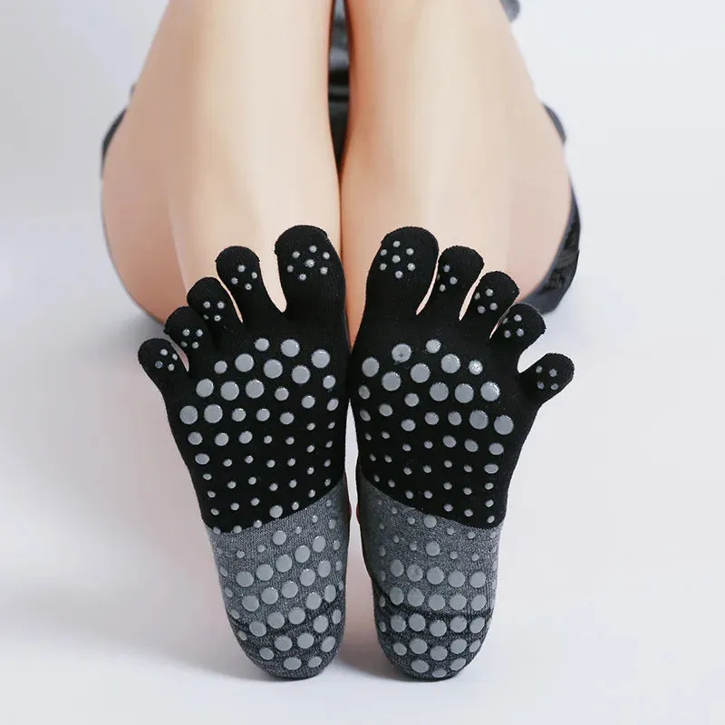 Women's Non-Slip Yoga Socks – Breathable, Five-Toed Cotton Socks for Pilates