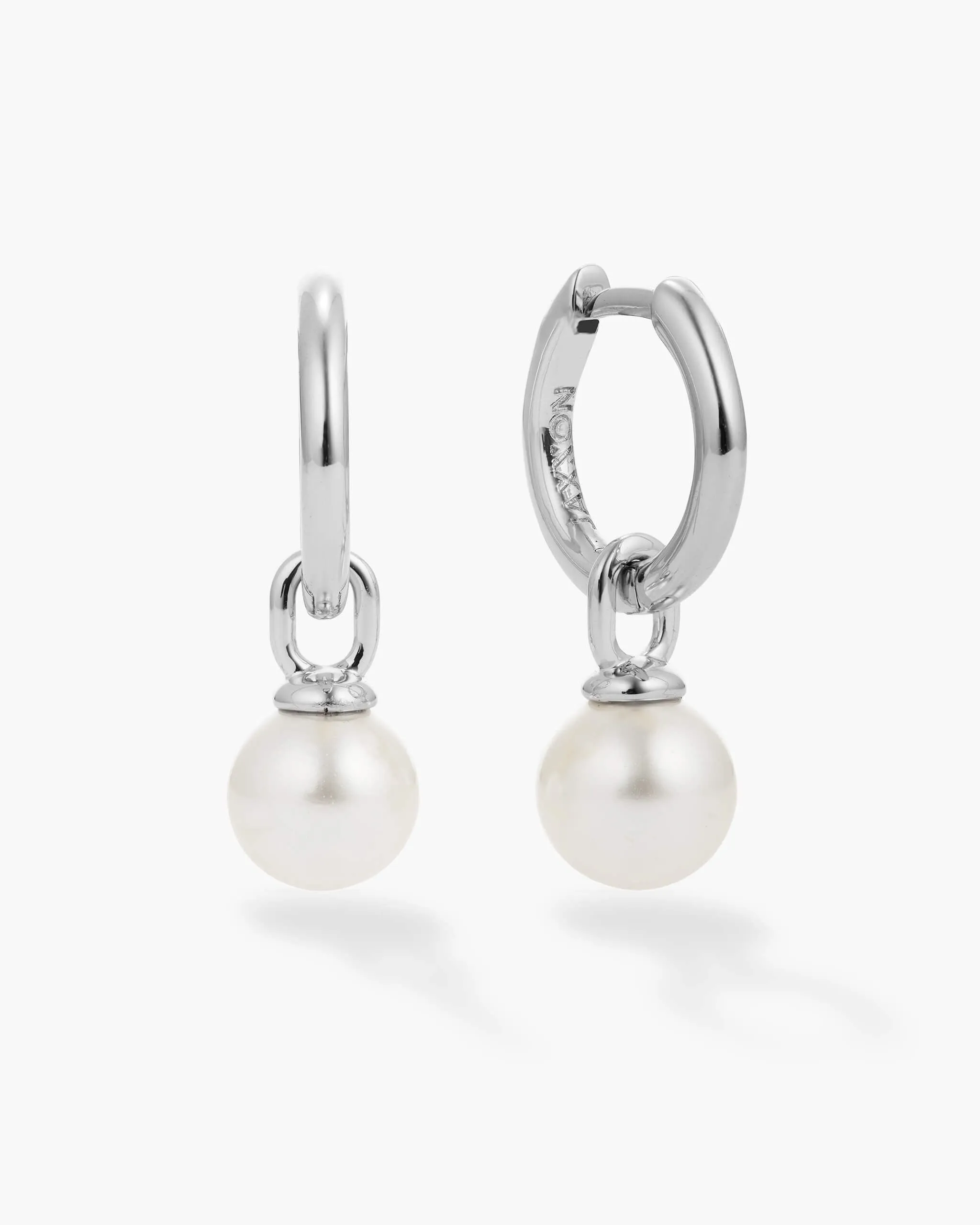 Women's Pearl Hoop Earrings - Silver
