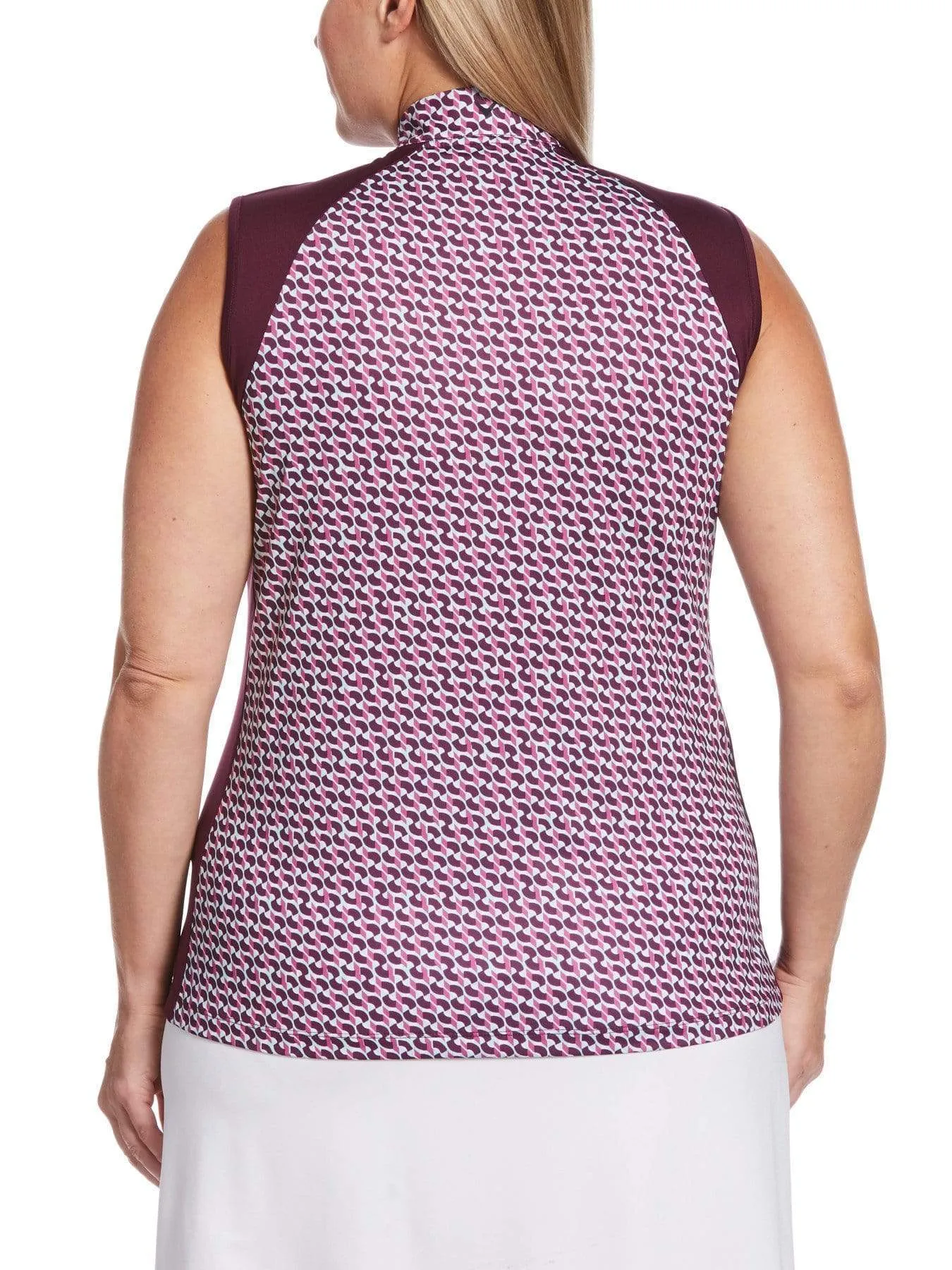 Womens Plus Geo Print 1/4 Zip Shirt
