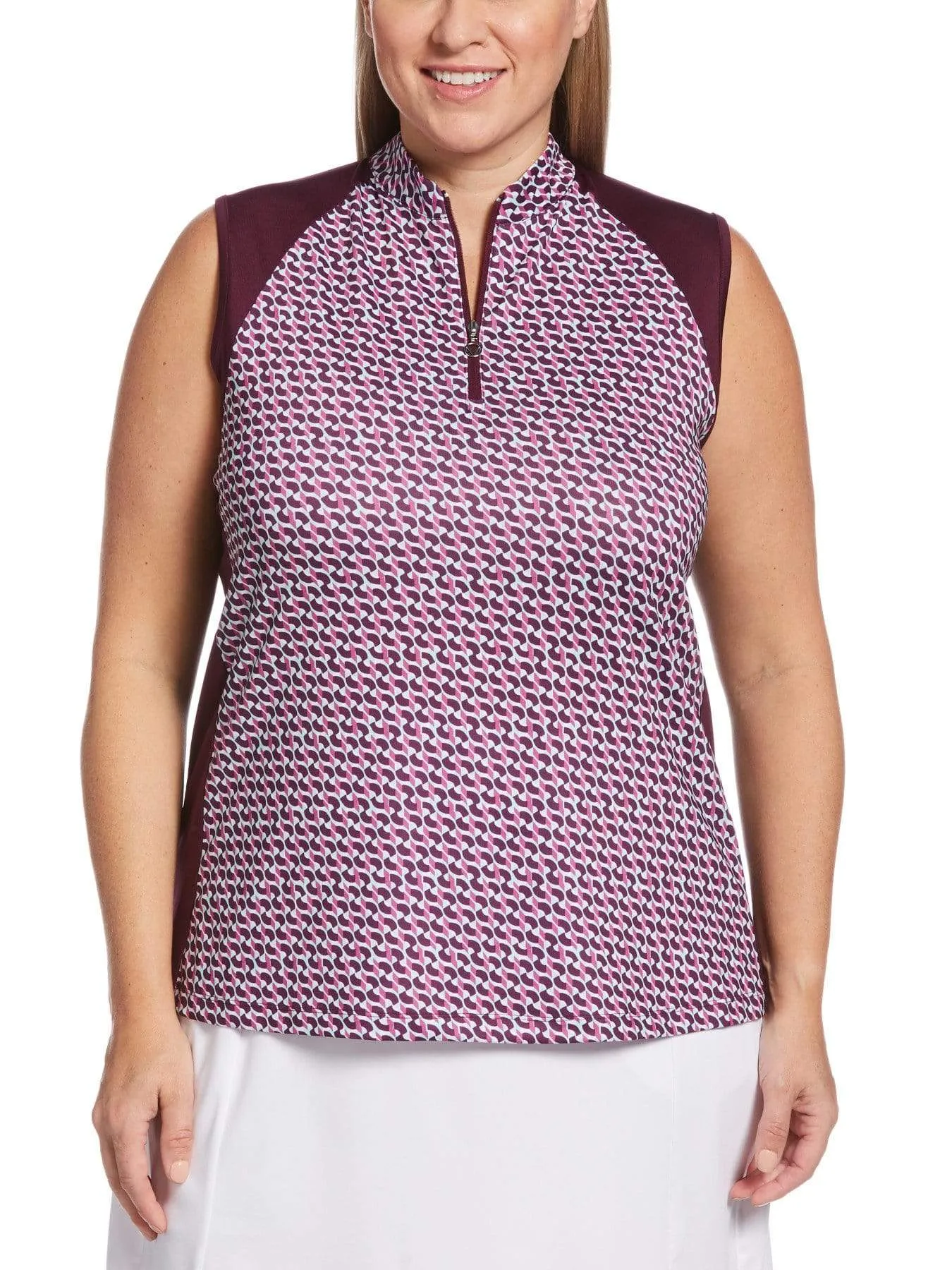 Womens Plus Geo Print 1/4 Zip Shirt