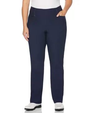 Womens Plus Pull-On Stretch Solid Pants