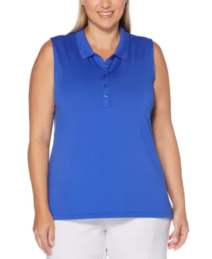 Womens Plus Sleeveless Opti-Dri Micro Hex Polo