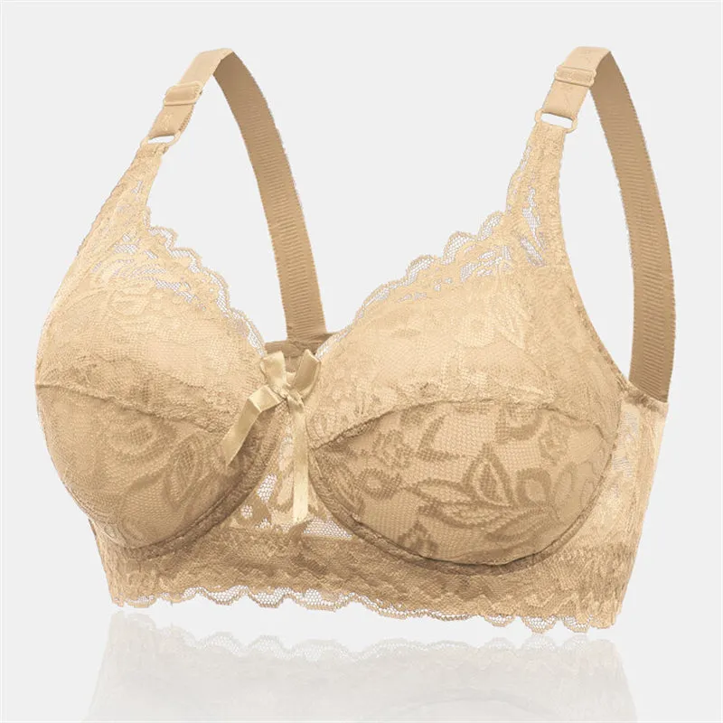 Women's Push Up Comfortable Floral Lace Bras - Black