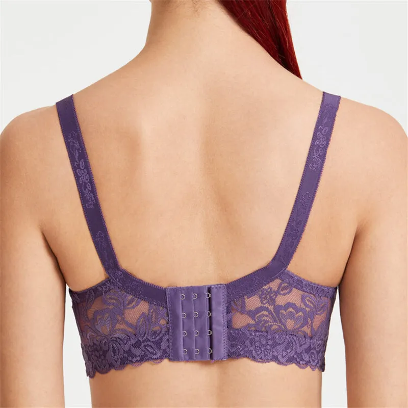 Women's Push Up Comfortable Floral Lace Bras - Cameo