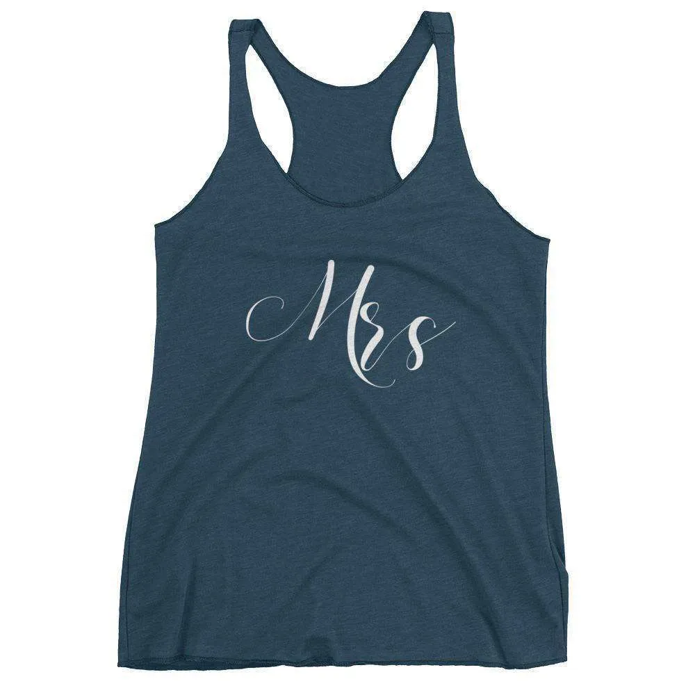 Women's "Mrs" Racerback Tank Top - Elegant Script