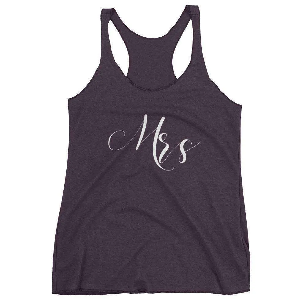 Women's "Mrs" Racerback Tank Top - Elegant Script
