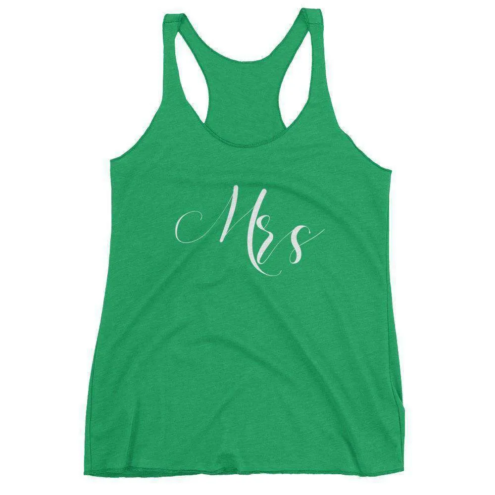 Women's "Mrs" Racerback Tank Top - Elegant Script