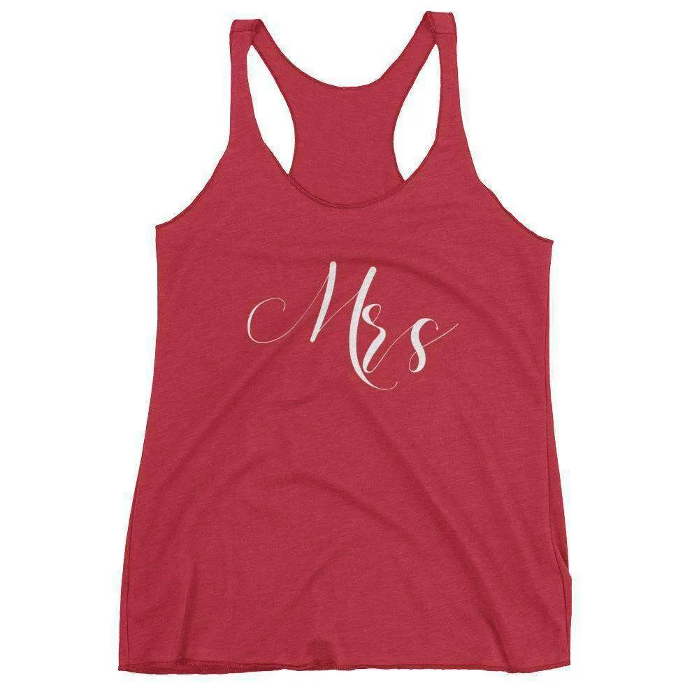 Women's "Mrs" Racerback Tank Top - Elegant Script