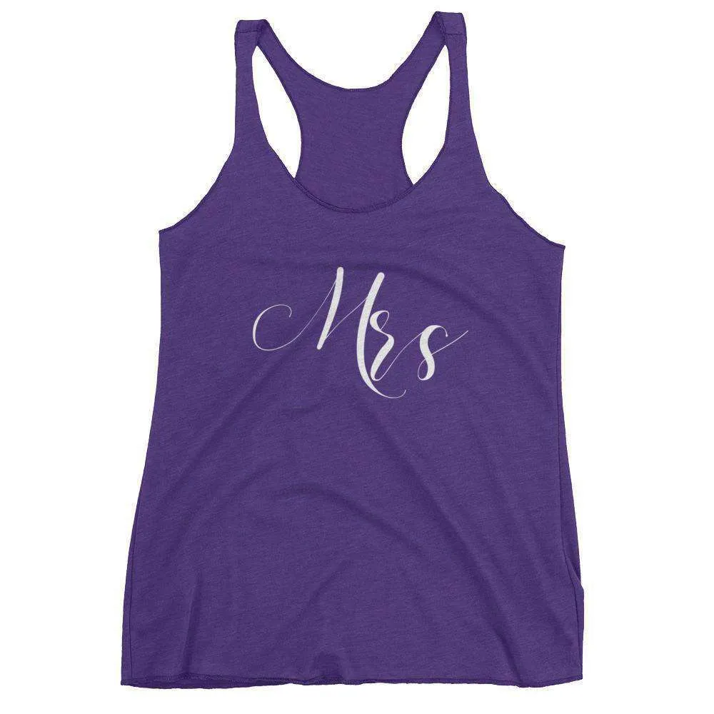 Women's "Mrs" Racerback Tank Top - Elegant Script