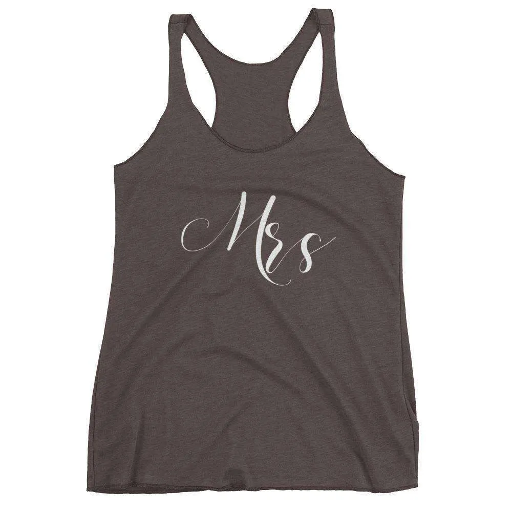 Women's "Mrs" Racerback Tank Top - Elegant Script