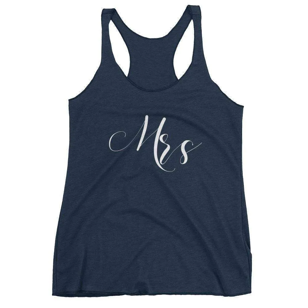 Women's "Mrs" Racerback Tank Top - Elegant Script