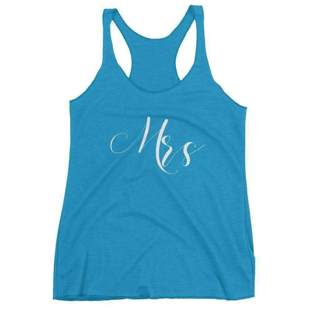 Women's "Mrs" Racerback Tank Top - Elegant Script