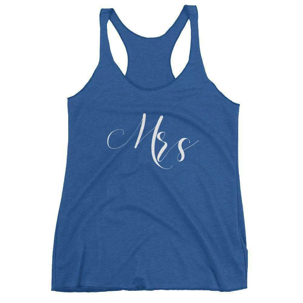 Women's "Mrs" Racerback Tank Top - Elegant Script