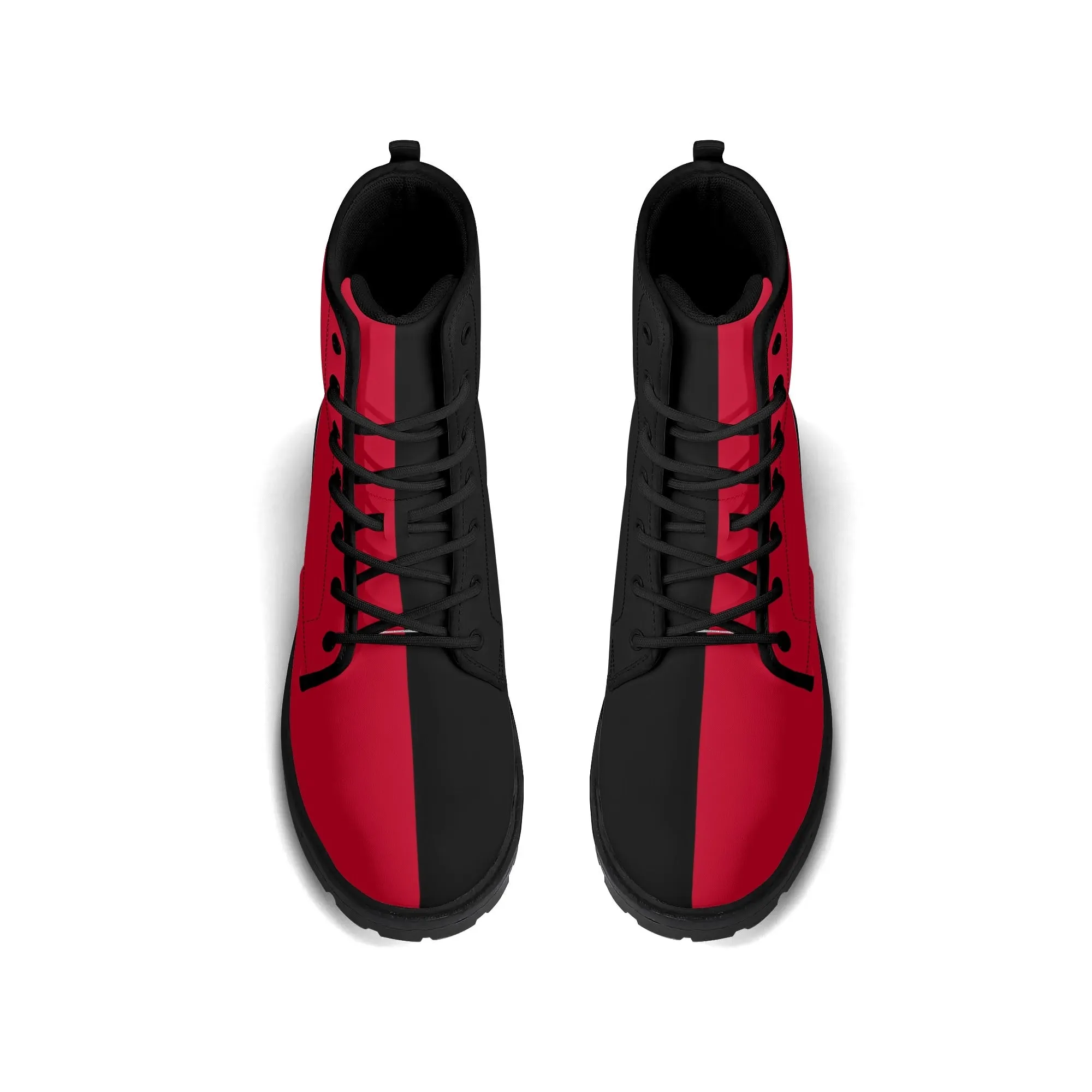 Womens Red Harley Half and Half Vegan Boots, Star Diamond
