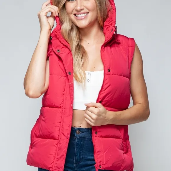 Women's Red Puffer Vest