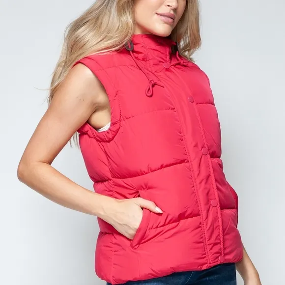 Women's Red Puffer Vest