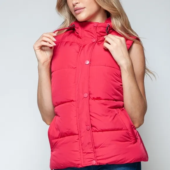 Women's Red Puffer Vest
