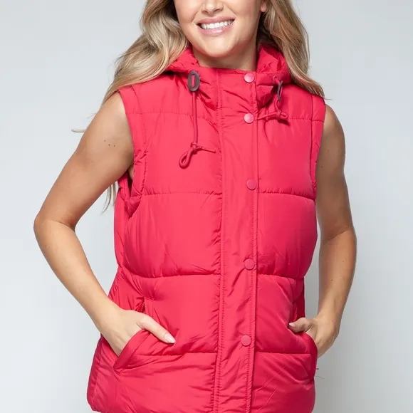 Women's Red Puffer Vest