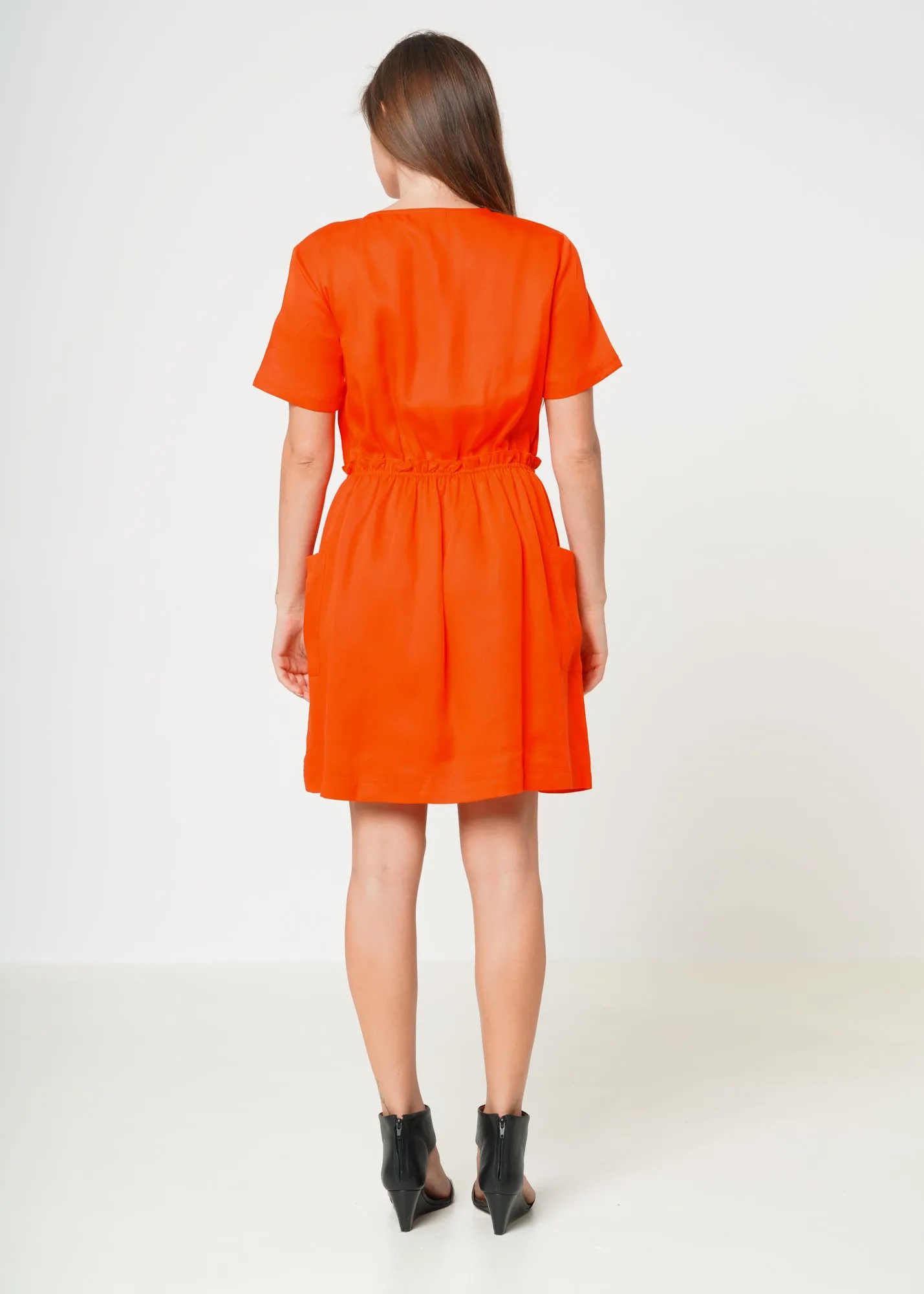 Women's Short Sleeve Utility Dress in Poppy