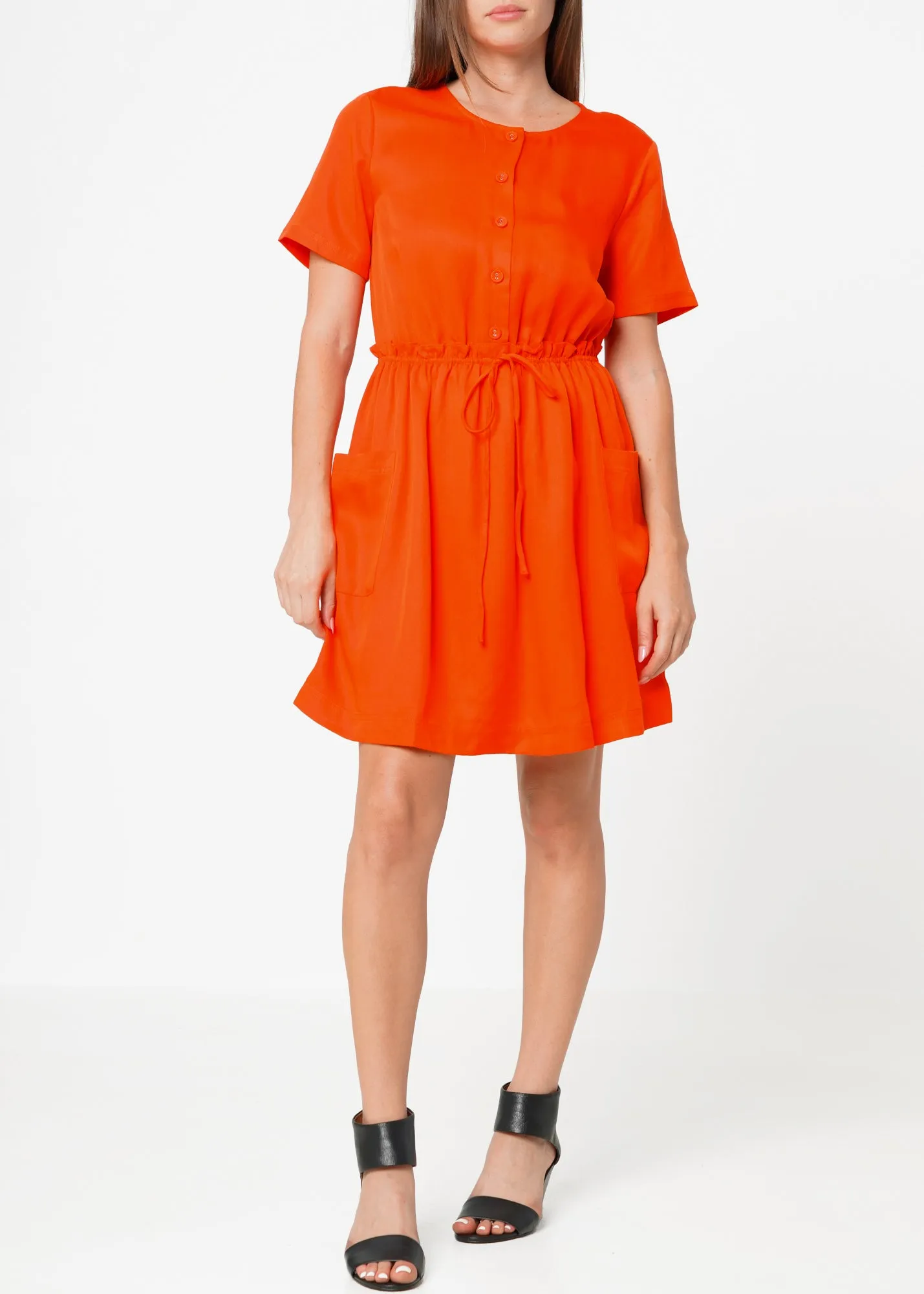 Women's Short Sleeve Utility Dress in Poppy