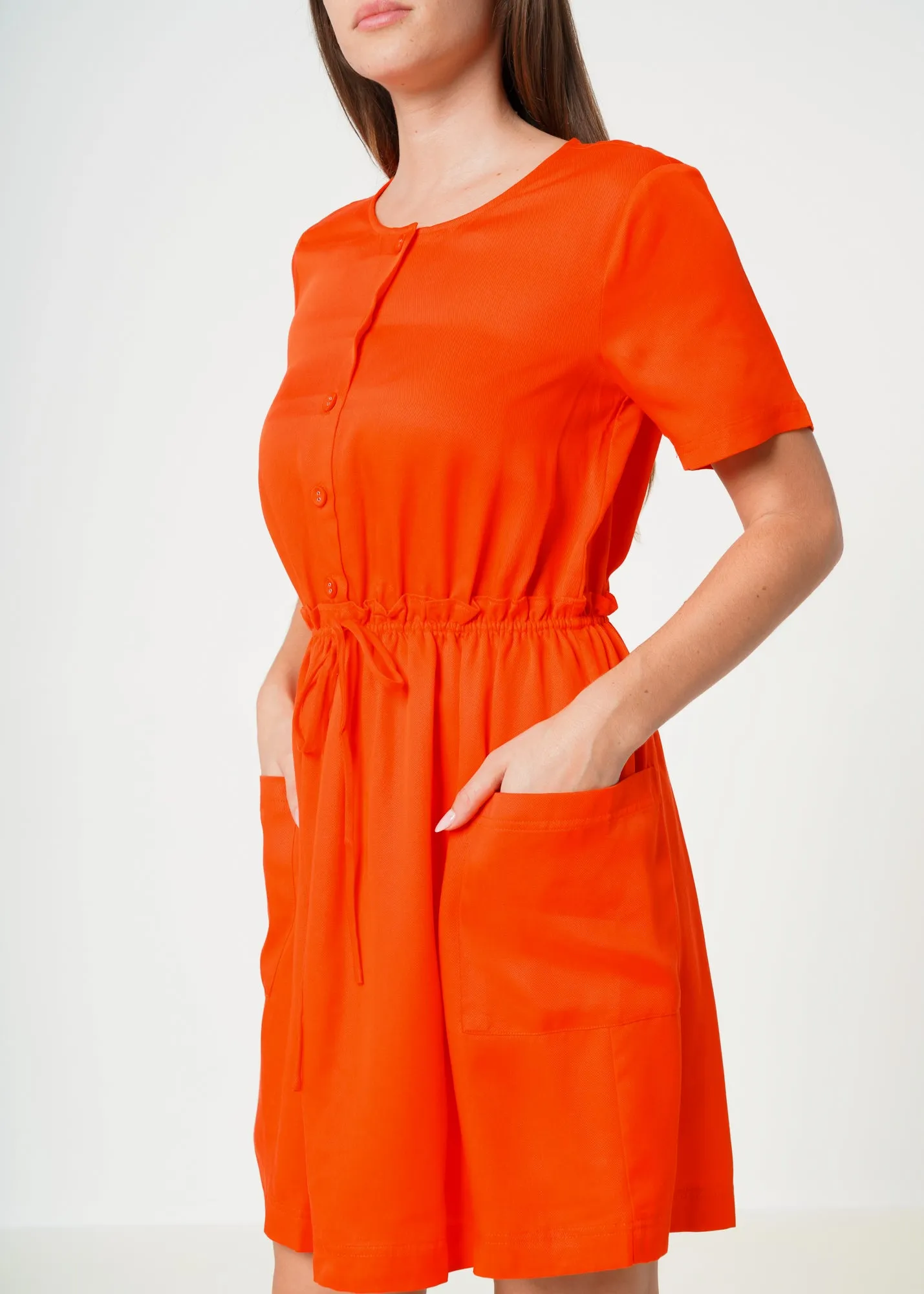Women's Short Sleeve Utility Dress in Poppy