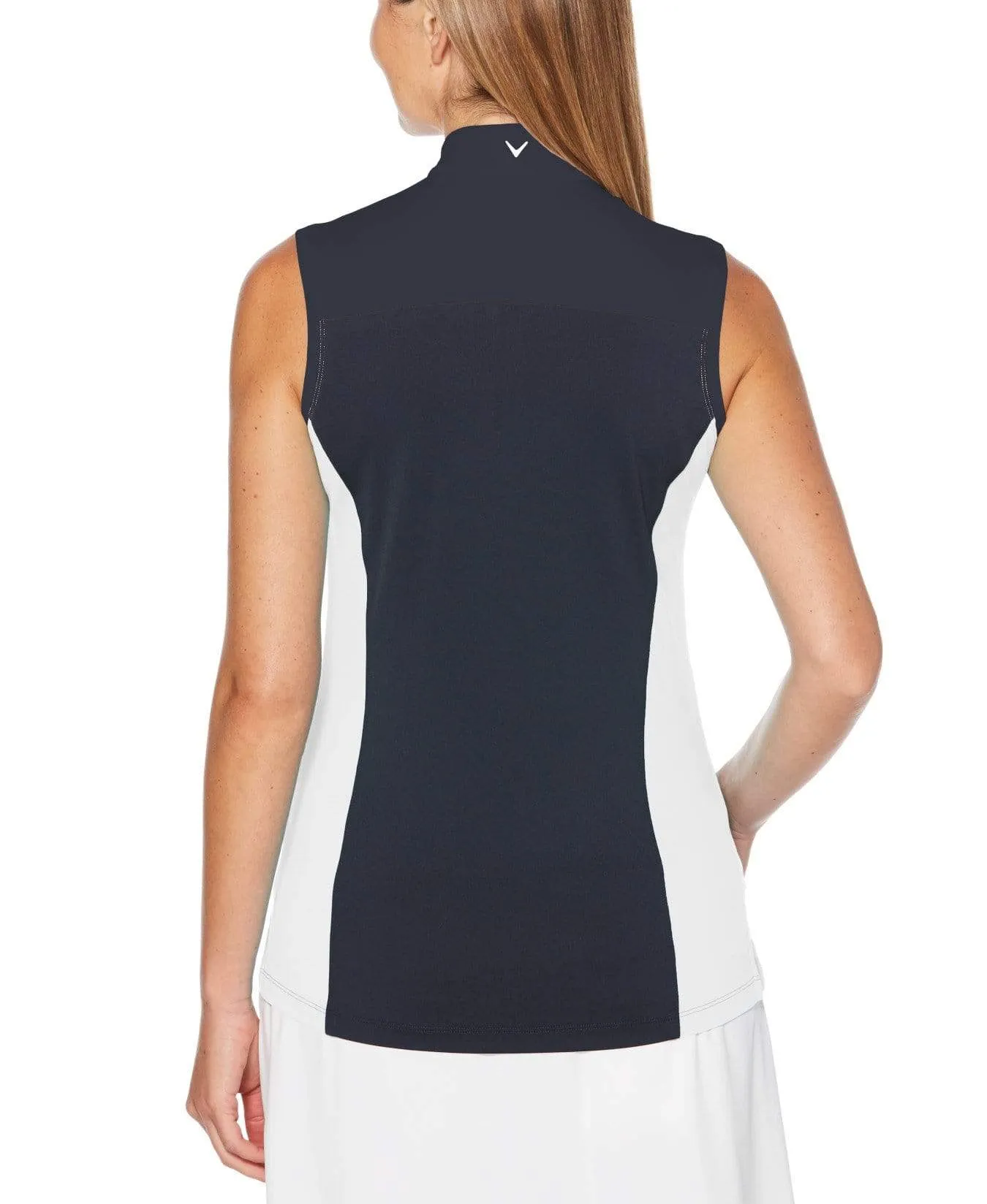 Womens Sleeveless 1/4 Zip Color Block Polo