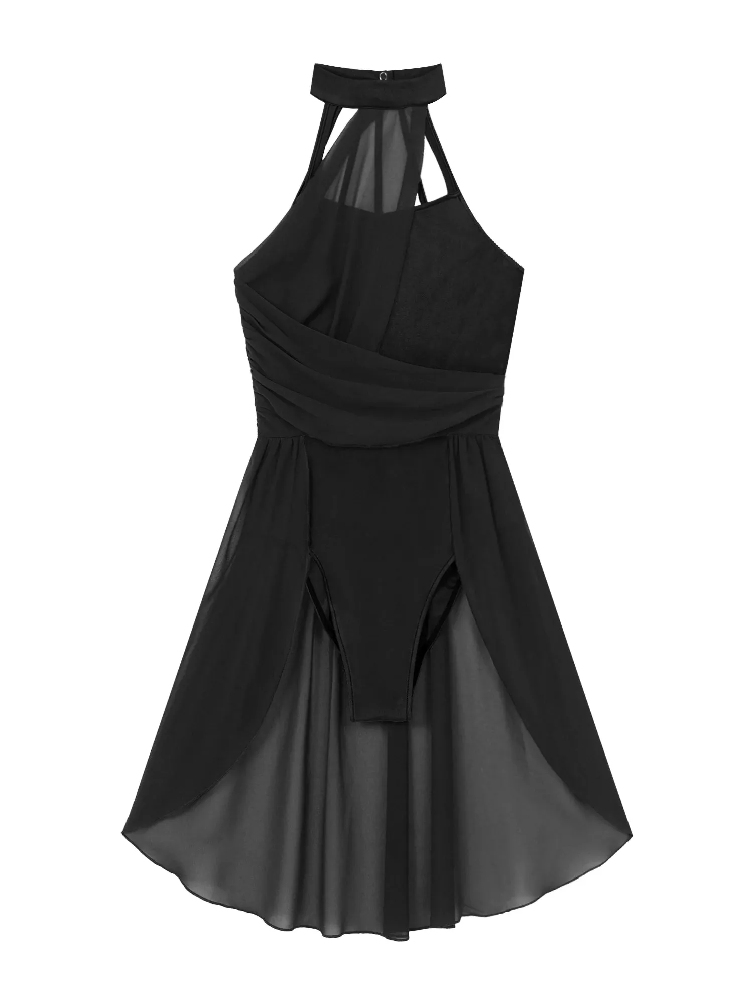 Womens Sleeveless Ballet Lyrical Dance Dress: Chiffon Hollow Contemporary Leotard