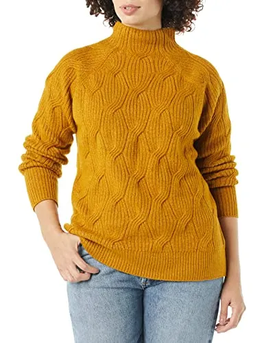 Women's Soft Touch Funnel Neck Cable Sweater, Grey Heather, Medium