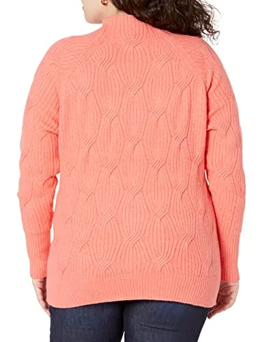 Women's Soft Touch Funnel Neck Cable Sweater, Grey Heather, Medium