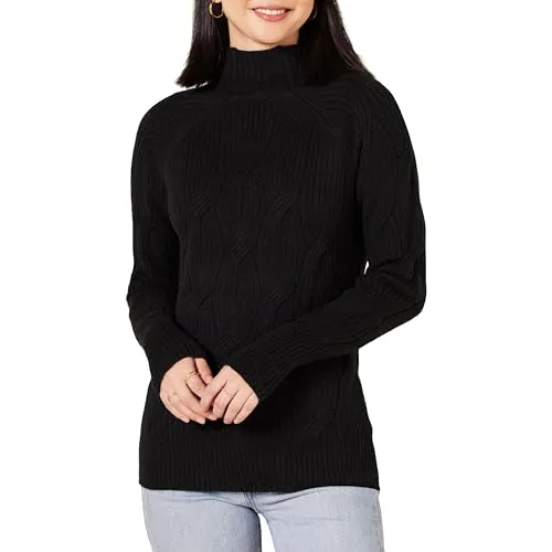 Women's Soft Touch Funnel Neck Cable Sweater, Grey Heather, Medium