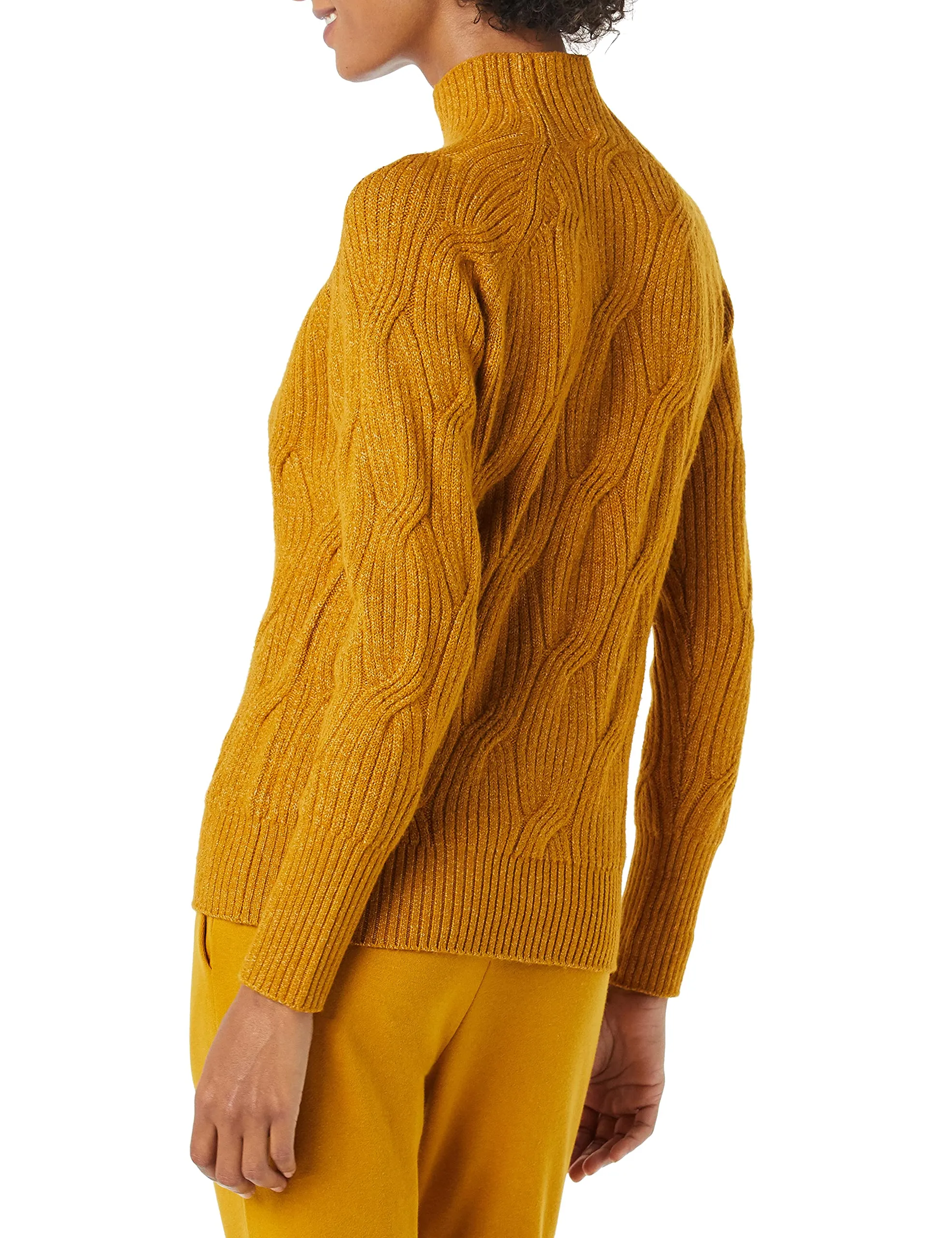 Women's Soft Touch Funnel Neck Cable Sweater, Grey Heather, Medium
