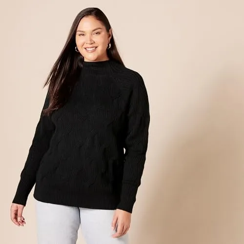 Women's Soft Touch Funnel Neck Cable Sweater, Grey Heather, Medium