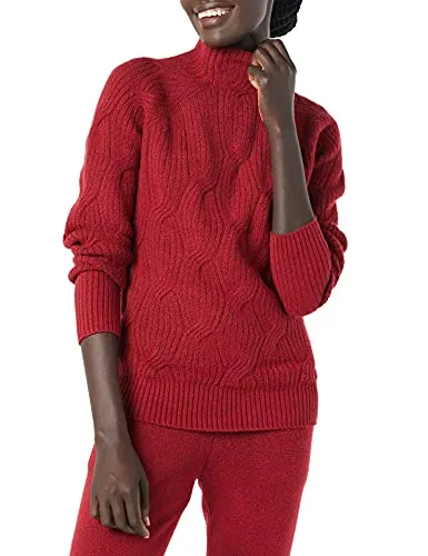 Women's Soft Touch Funnel Neck Cable Sweater, Grey Heather, Medium