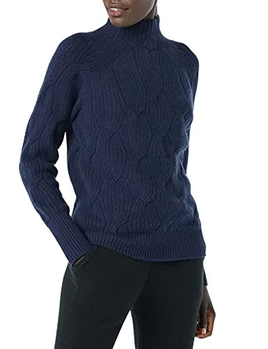 Women's Soft Touch Funnel Neck Cable Sweater, Grey Heather, Medium