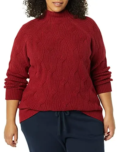 Women's Soft Touch Funnel Neck Cable Sweater, Grey Heather, Medium