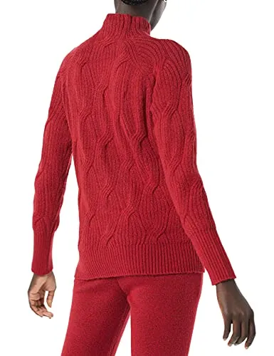 Women's Soft Touch Funnel Neck Cable Sweater, Grey Heather, Medium