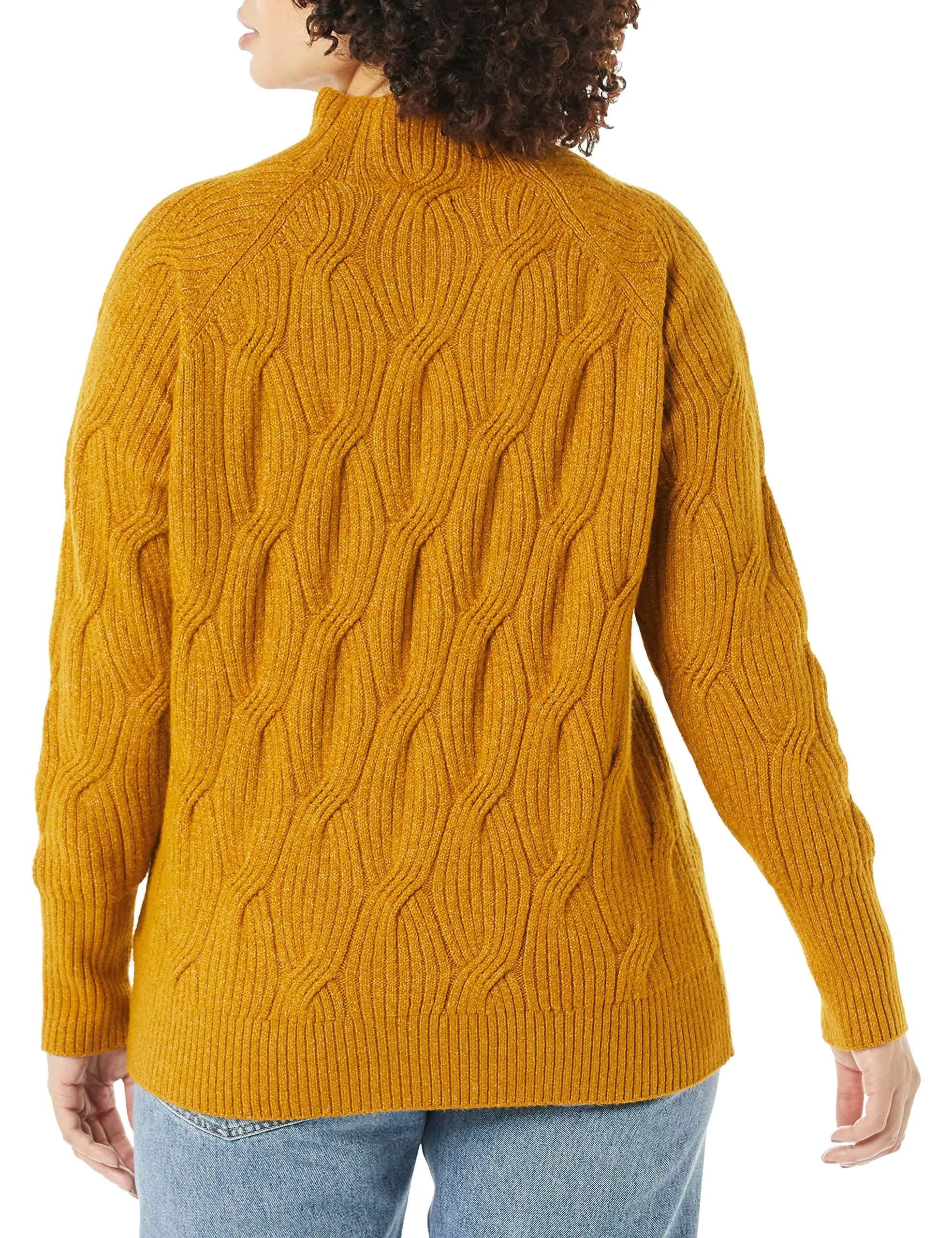 Women's Soft Touch Funnel Neck Cable Sweater, Grey Heather, Medium