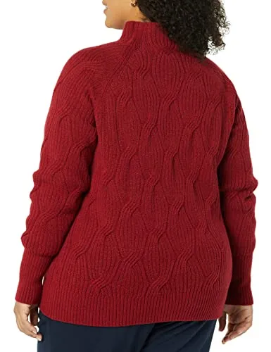 Women's Soft Touch Funnel Neck Cable Sweater, Grey Heather, Medium