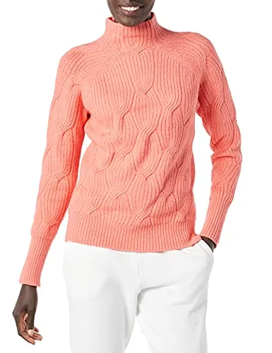 Women's Soft Touch Funnel Neck Cable Sweater, Grey Heather, Medium