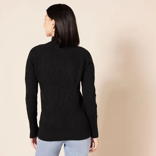 Women's Soft Touch Funnel Neck Cable Sweater, Grey Heather, Medium