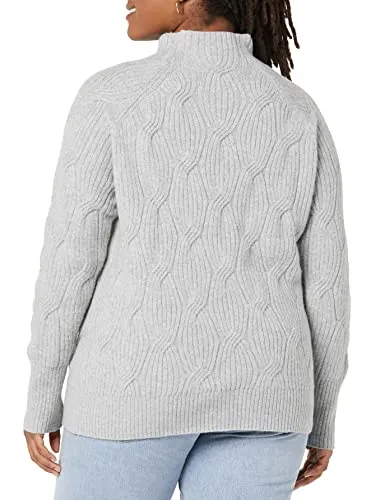 Women's Soft Touch Funnel Neck Cable Sweater, Grey Heather, Medium