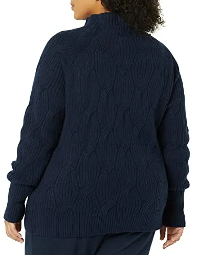 Women's Soft Touch Funnel Neck Cable Sweater, Grey Heather, Medium