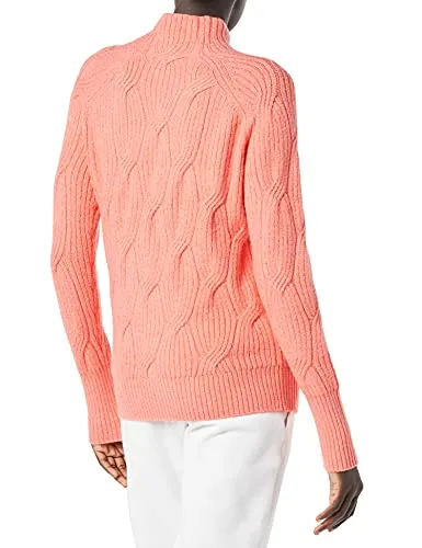 Women's Soft Touch Funnel Neck Cable Sweater, Grey Heather, Medium