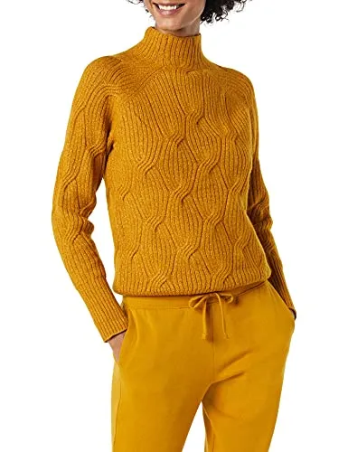 Women's Soft Touch Funnel Neck Cable Sweater, Grey Heather, Medium