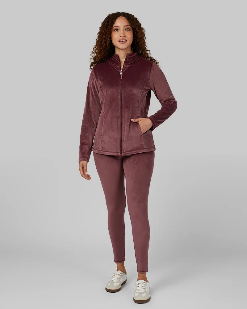 WOMEN'S SOFT VELOUR HOODED FULL-ZIP