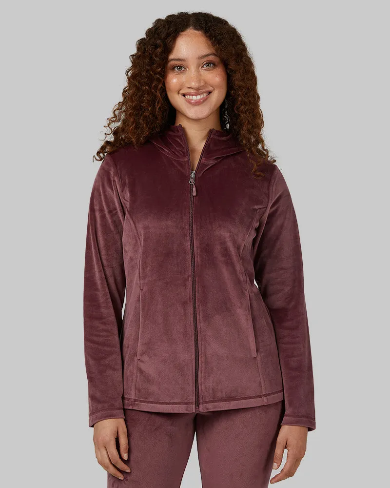 WOMEN'S SOFT VELOUR HOODED FULL-ZIP