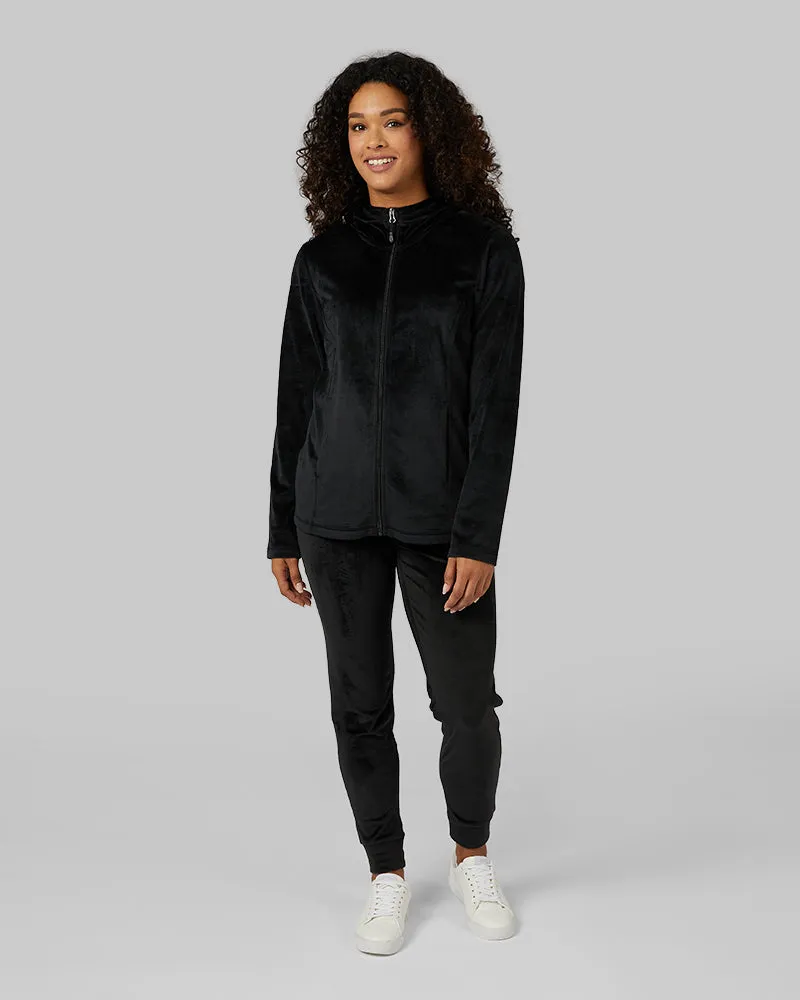 WOMEN'S SOFT VELOUR HOODED FULL-ZIP
