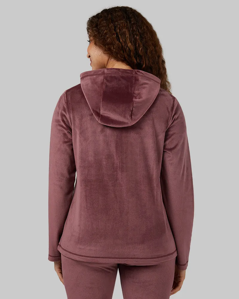 WOMEN'S SOFT VELOUR HOODED FULL-ZIP
