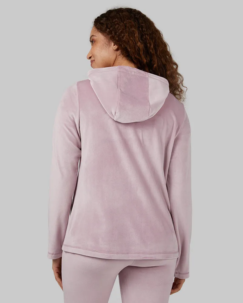 WOMEN'S SOFT VELOUR HOODED FULL-ZIP